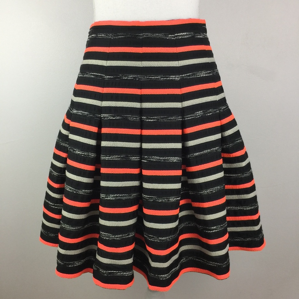 LOFT Black/Multi-color Striped print Skirt
